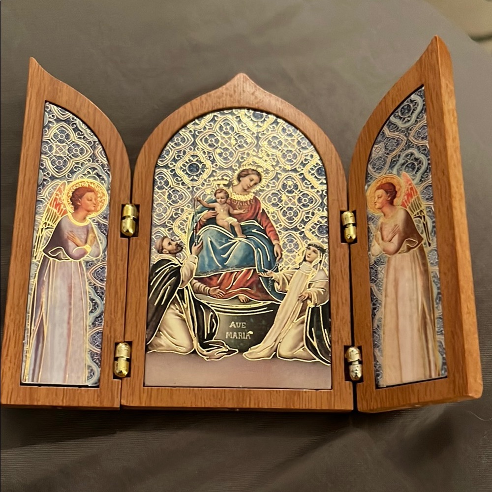 Religious Triptych with Angels and Madonna